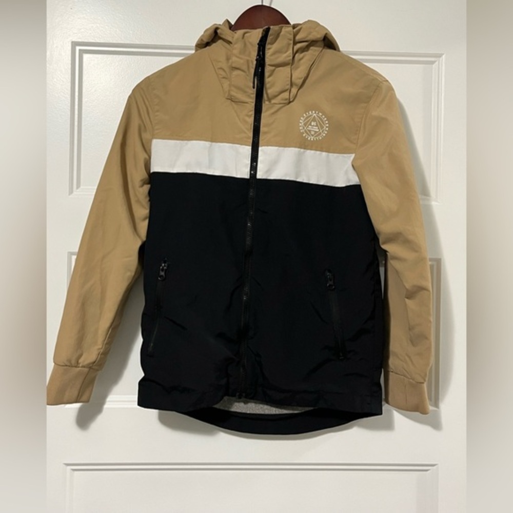 H&M Kids Colorblock Raincoat in Tan, White & Black